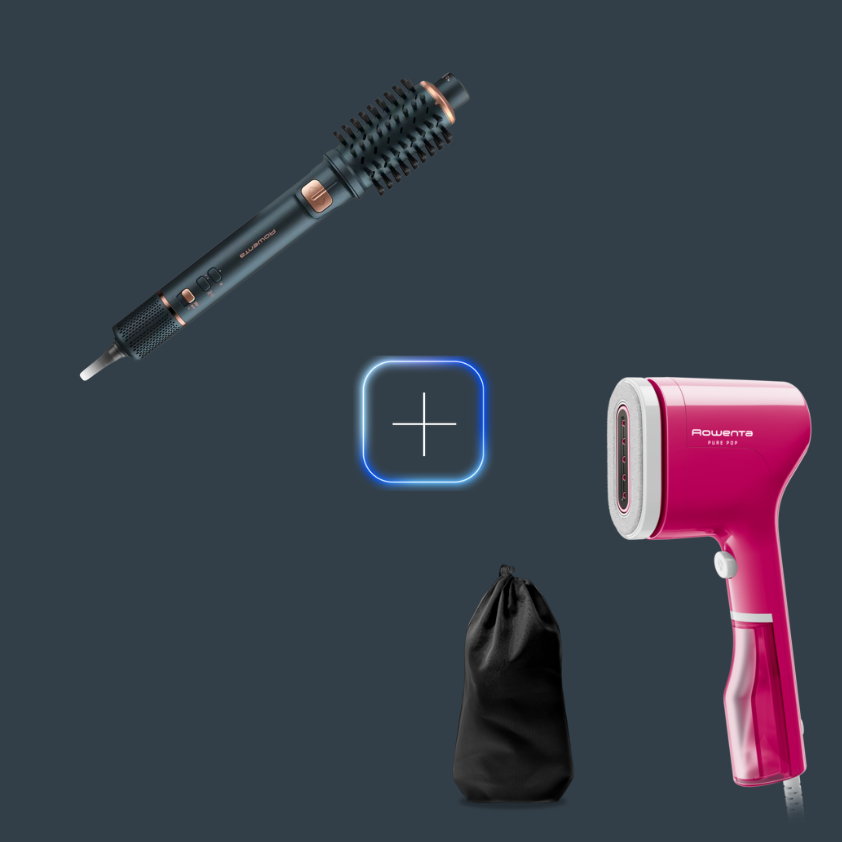 Rowenta Promo Pack Escova moldeadora Air Rotate + Escova de vapor Pure Pop Pink