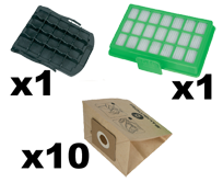 10 sacos de papel + 1 filtro de alta filtragem + 1 filtro de entrada de ar ZR007001 10 sacos de papel + 1 filtro de alta filtragem + 1 filtro de entrada de ar ZR007001